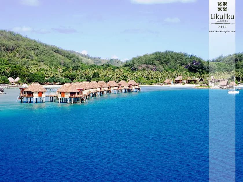 Aerial view of the Likuliku Lagoon Resort Fiji